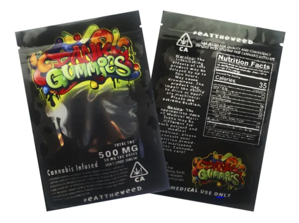 Assorted Dank Gummies THC edibles in vibrant colors and flavors