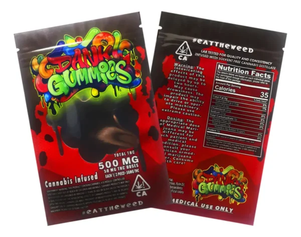 Assorted Dank Gummies THC edibles in vibrant colors and flavors