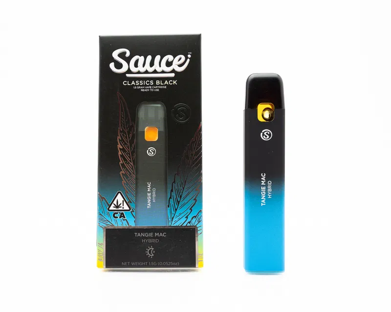 Sauce Disposable THC Vape Pen with strain-specific labeling and sleek design