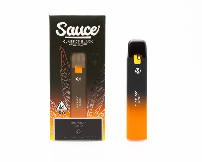 Sauce Disposable THC Vape Pen with strain-specific labeling and sleek design