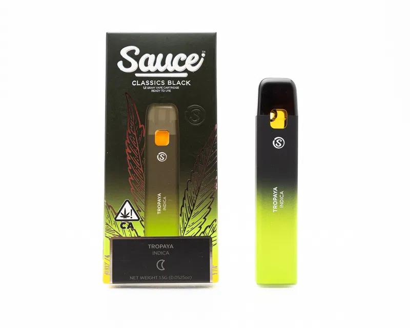 Sauce Disposable THC Vape Pen with strain-specific labeling and sleek design