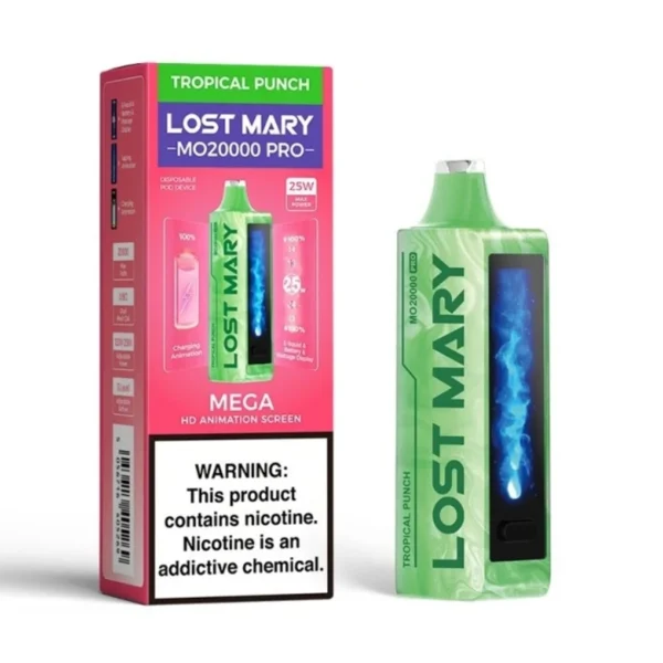 Red Wave Lost Mary disposable vape device showing vibrant red fruit flavor packaging