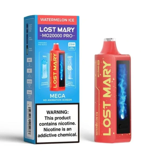 Red Wave Lost Mary disposable vape device showing vibrant red fruit flavor packaging